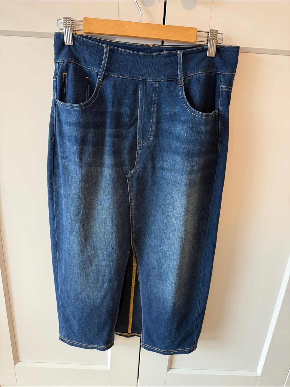 HALARA Dark Blue Denim Pencil Skirt